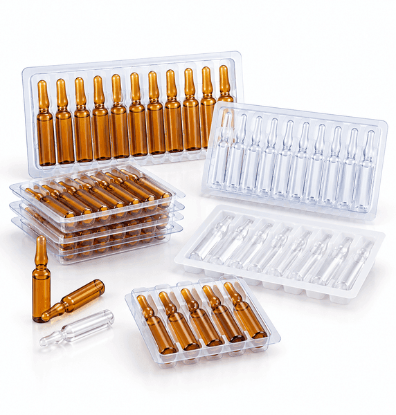 Ampoules and ampoule trays